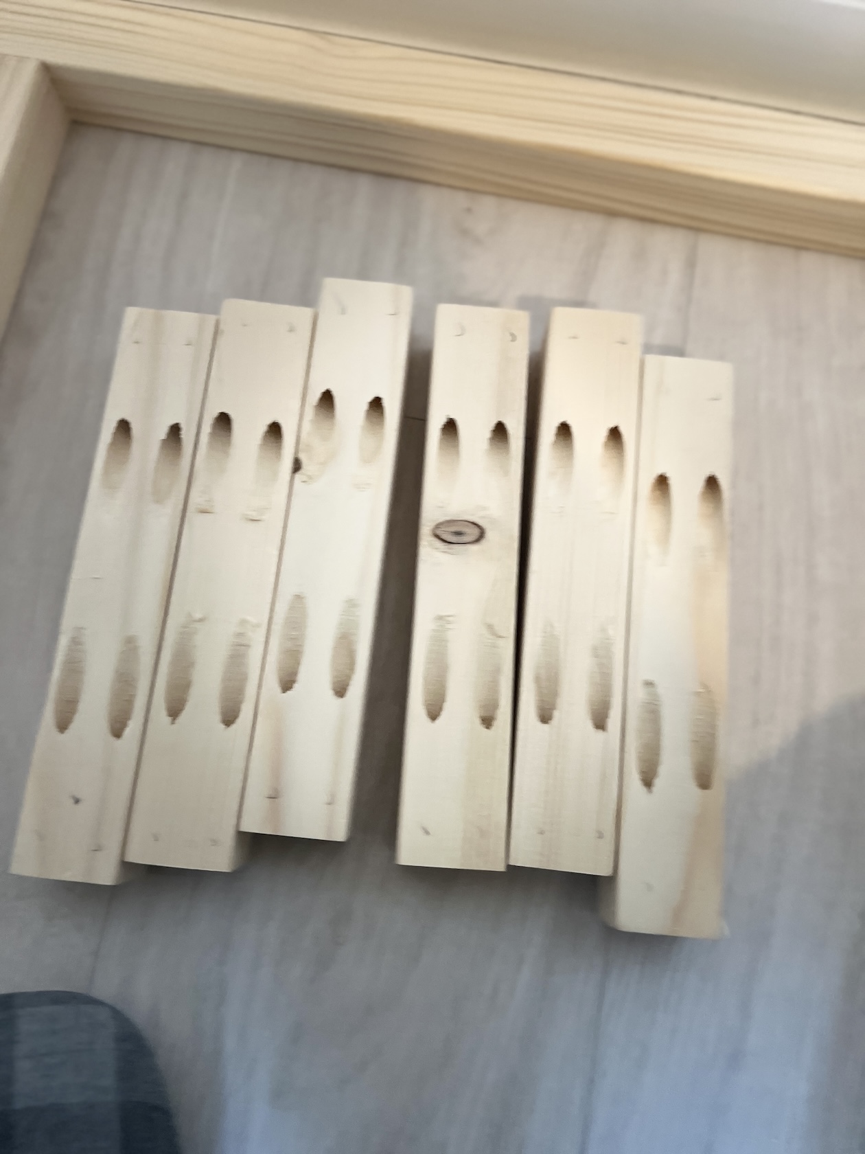 Pocket holes drilled into the 2x2 ends — the indentations the project is named for